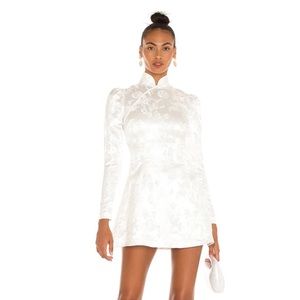 Sau lee Joyce Chinese Jacquard Mini Dress in Ivory